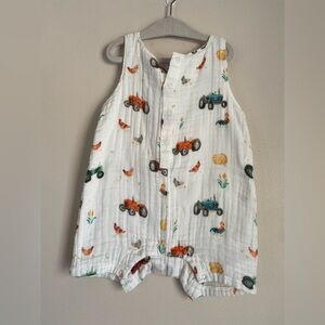 Angel Dear farm print muslin cotton romper 18-24 month